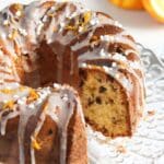 pinterest image with the title orange raisin cake.