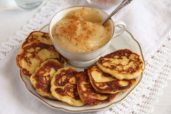 potato pancakes or fritters with applesauce 