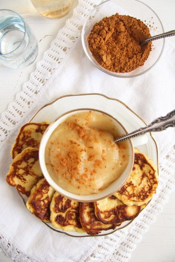 potato pancakes or fritters with applesauce 