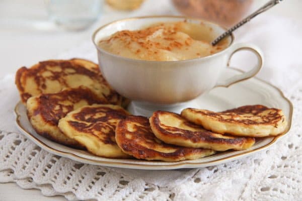 potato pancakes or fritters with applesauce