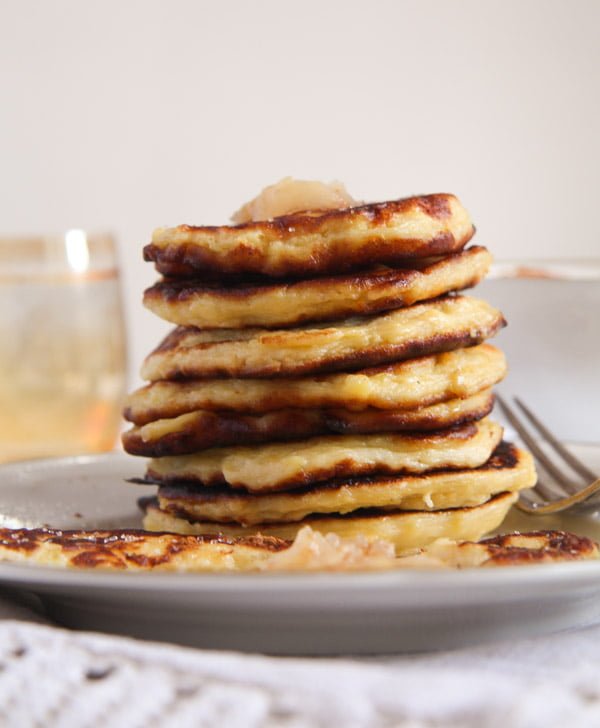 potato pancakes or fritters with applesauce 