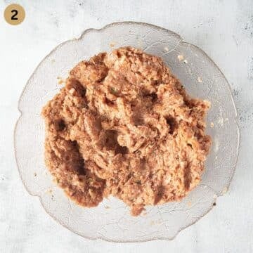 pork meatball mixture in a bowl.