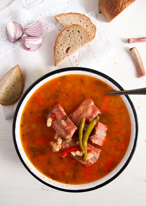 White Bean Soup with Smoked Spare Ribs and Tarragon
