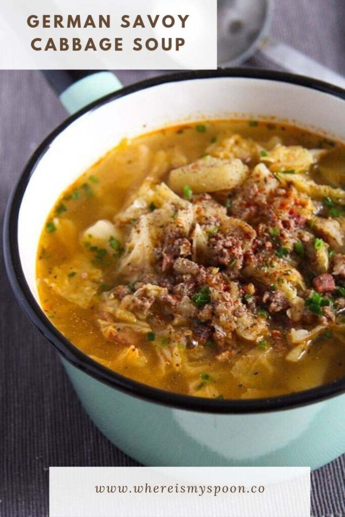 german savoy cabbage soup with ground meat