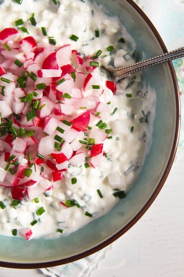 Polish Cottage Cheese Spread with Chives and Radishes