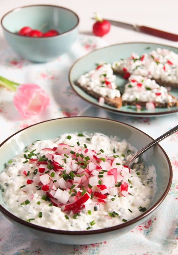 Polish Cottage Cheese Spread with Chives and Radishes