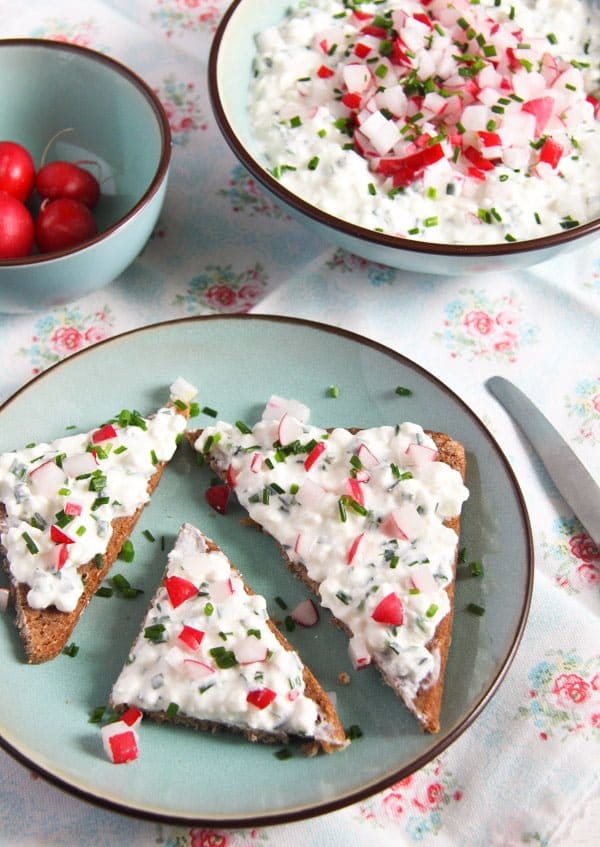Polish Cottage Cheese Spread with Chives and Radishes
