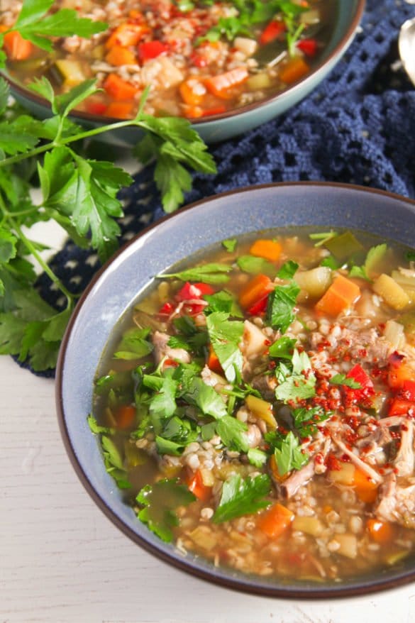 Buckwheat Soup (with Leftover Chicken or Turkey)