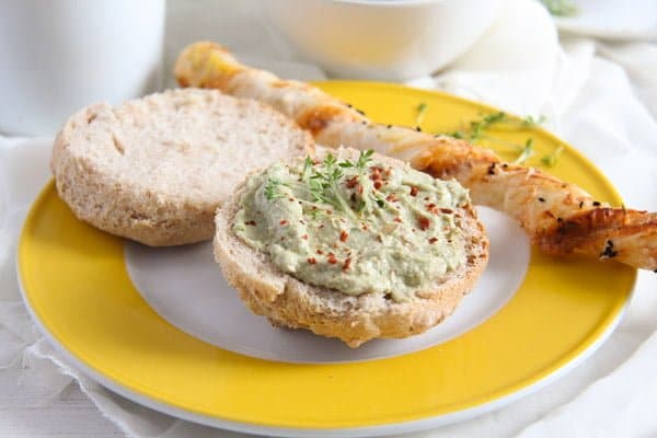 Spicy Avocado Bread Spread or Dip with Sunflower Seeds