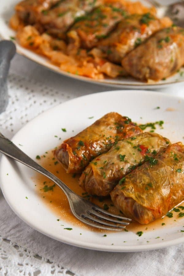 Vegan Sauerkraut Rolls with Rice, Walnuts and Raisins