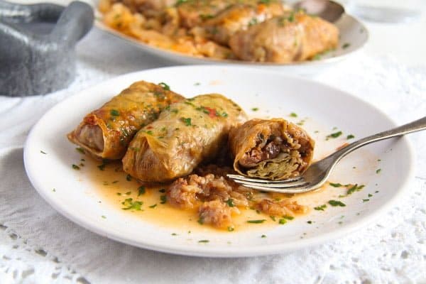 Vegan Sauerkraut Rolls with Rice, Walnuts and Raisins