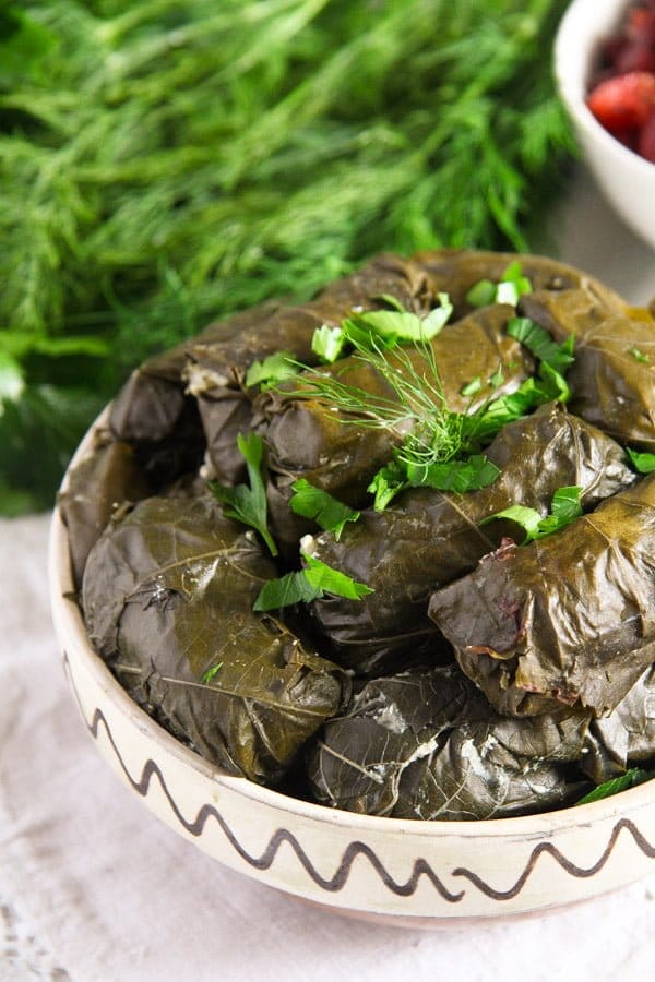 Stuffed Vine Leaves with Ricotta, Rice and Herb Filling