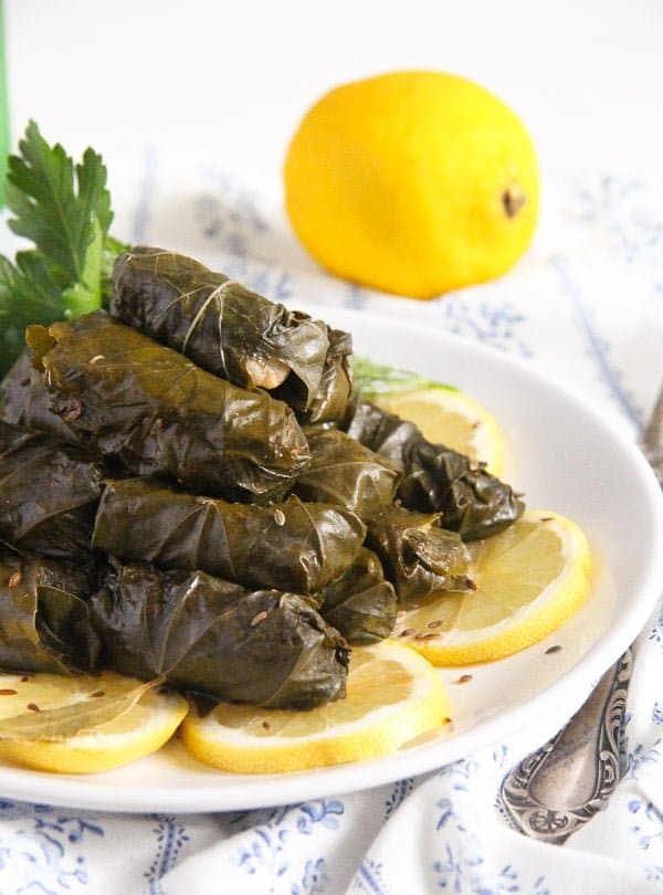 Stuffed Vine Leaves with Fish, Bacon and Rice
