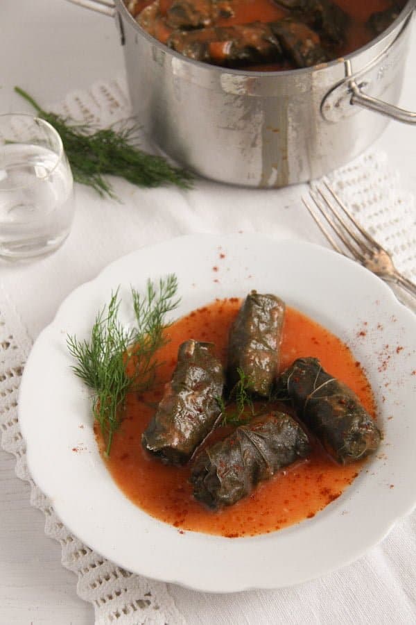 Turkish Yaprak Sarma (Vine Leaves Stuffed with Meat)