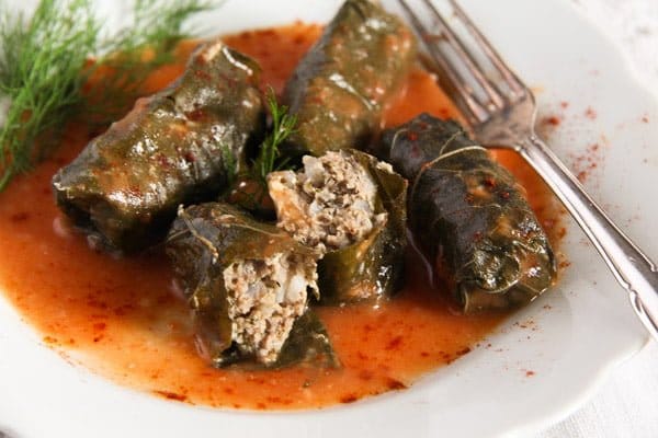 Stuffed Vine Leaves with Ground Meat and Rice