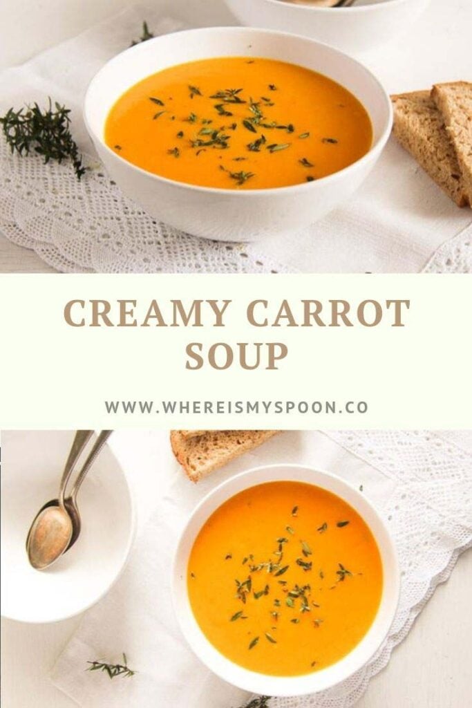 creamy carrot soup in a bowl