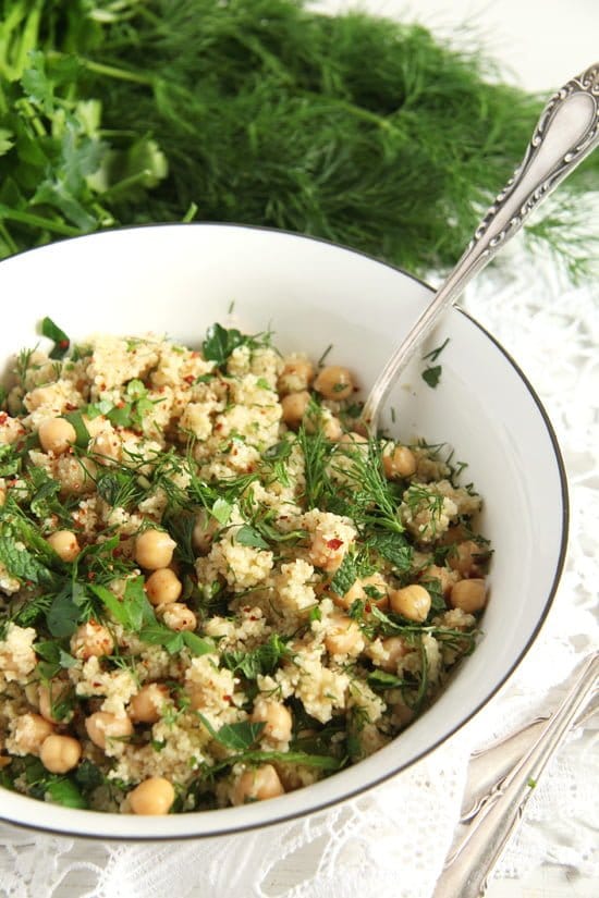 Vegan Bulgur Wheat Salad with Chickpeas and Herbs