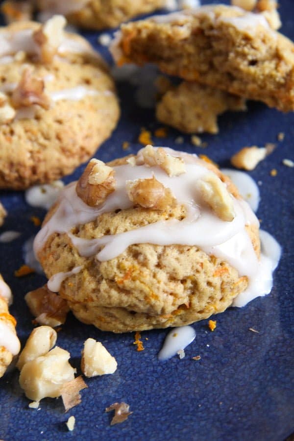 Orange Carrot Cookies (with Orange Icing and Walnuts)