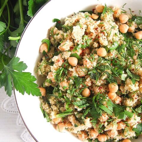 Vegan Bulgur Salad with Chickpeas herbed bulgur 2 480x480 Vegan Bulgur Salad with Chickpeas
