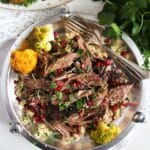 pinterest image with title for lamb with pomegranate.