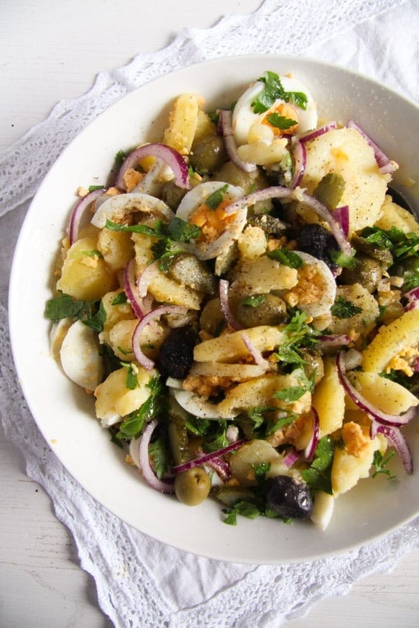 romanian potato salad with olives