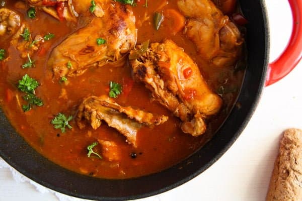 Hearty Rabbit Stew with Beer and Vegetables