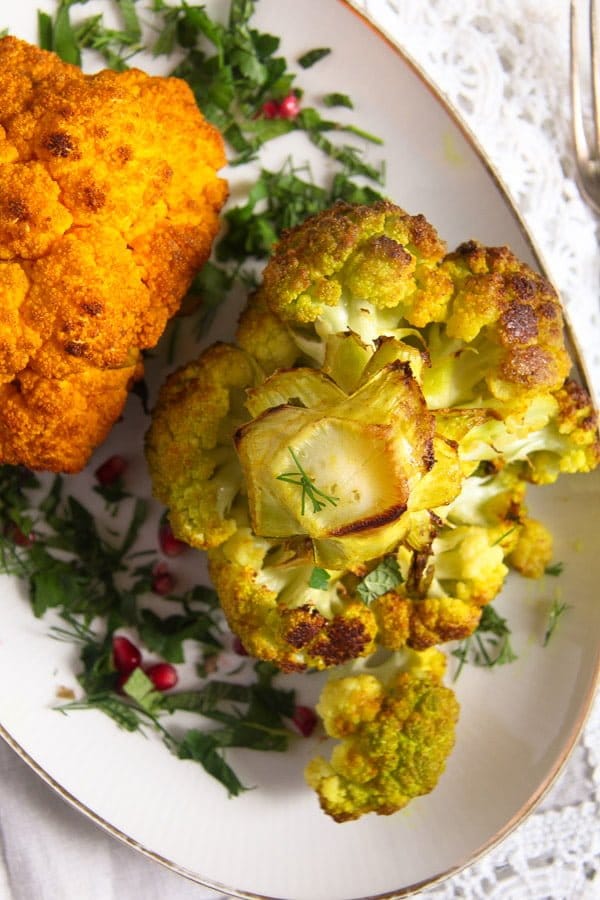 Simple and Spicy Whole Roasted Cauliflower