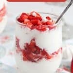 pin image with the title strawberry meringue dessert.