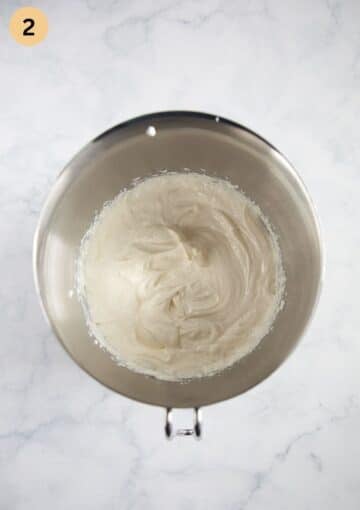 mixed cream cheese and yogurt for making strawberry cups.