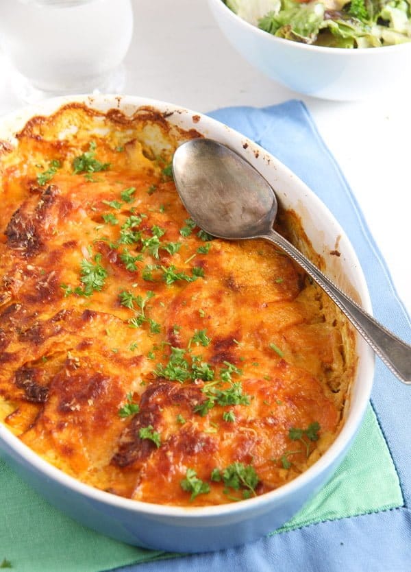 Easy Sweet Potato Gratin with Parmesan