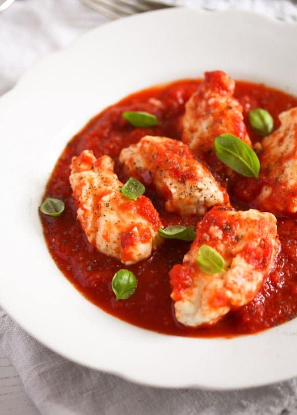 gnudi with ricotta and tomato sauce