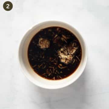 soy sauce, garlic and ginger mixture in a small bowl for adding to sauteed asparagus.