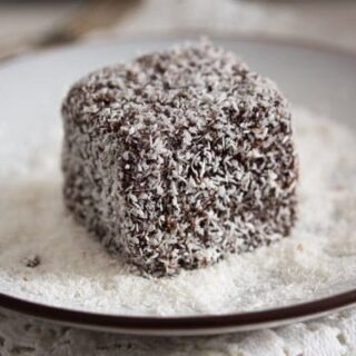 a lamington on a plate