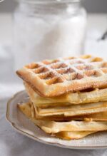 German Waffles Recipe (with Cherry Sauce and Whipped Cream)