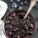 pintereset image with the title homemade blueberry sauce.