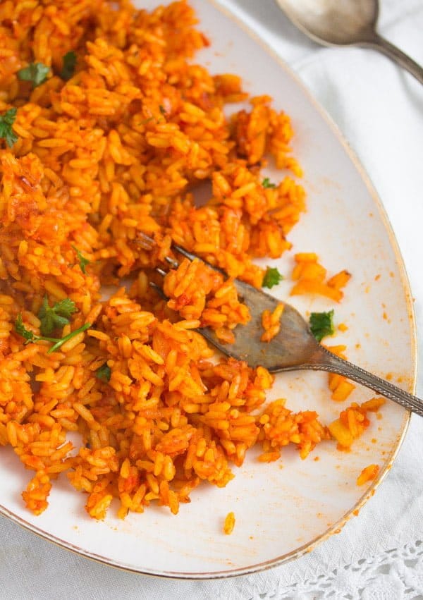 nigerian jollof rice on a plate