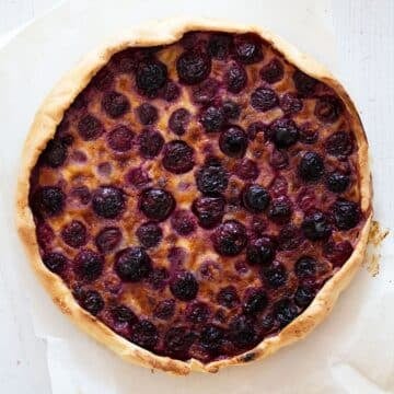 kirschwähe or swiss cherry pie with a golden crust.