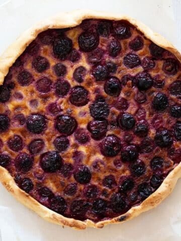 kirschwähe or swiss cherry pie with a golden crust.