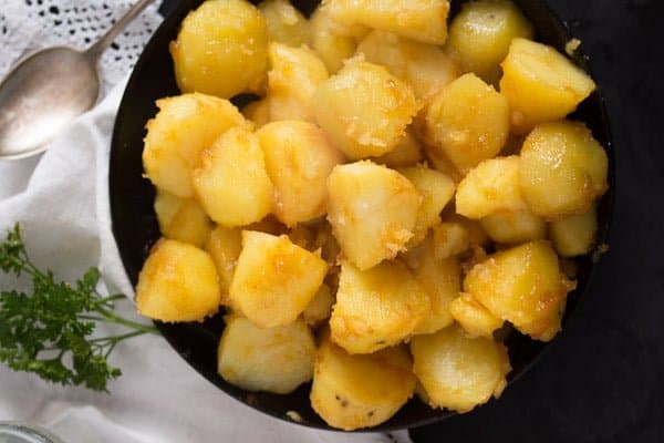 caramelized potatoes on a plate