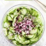 pinterest image with title for cucumber salad with oil and vinegar.