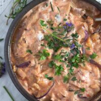 aubergine dip with tomatoes