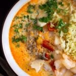 brazilian rice and fish stew in a bowl