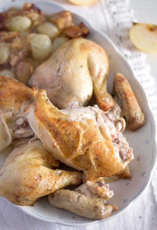 pieces of roasted chicken