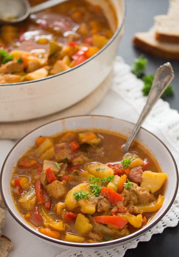 Pork stew with potatoes and paprika
