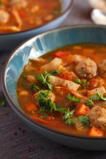Cabbage Meatball Soup (with Black Beans)