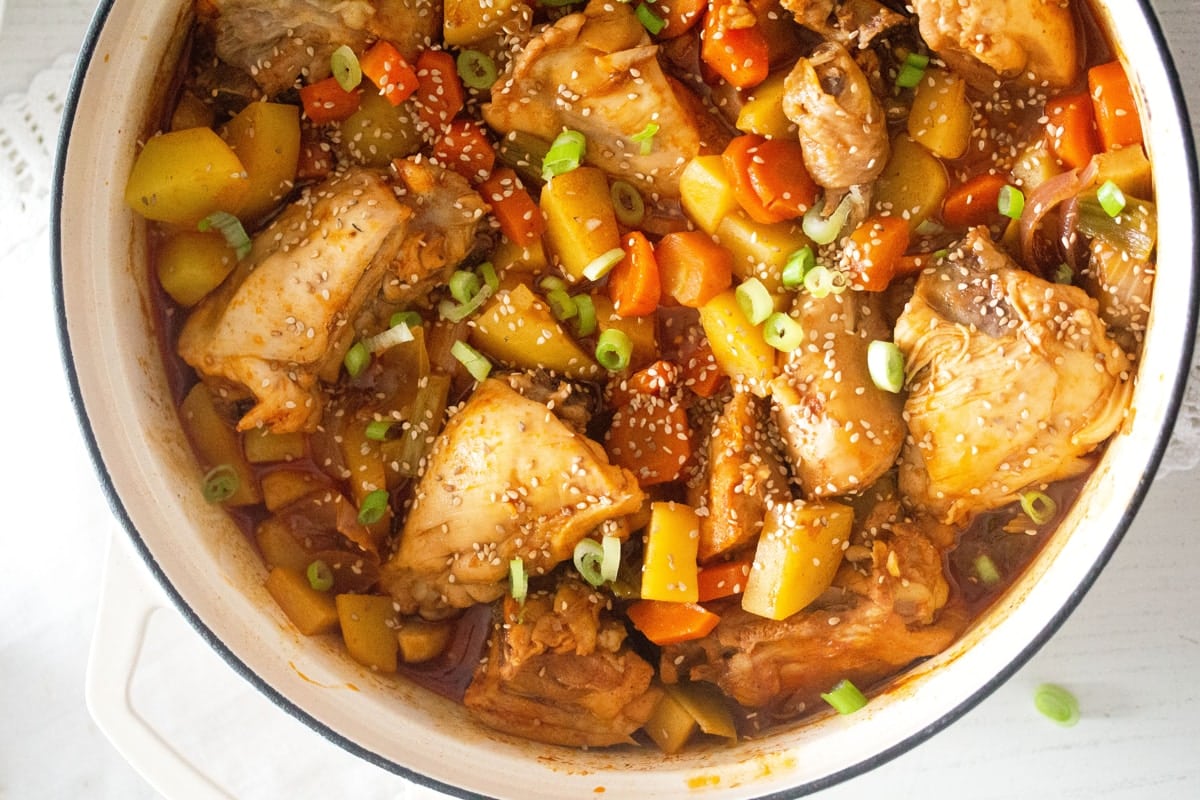 asian stew with chicken and potatoes.