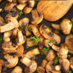 pinterest image with title for mushrooms for steak.