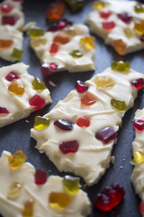 pieces of white chocolate bark