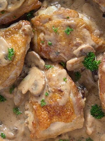 chicken thighs with mushroom gravy