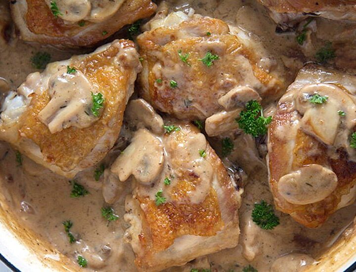 chicken thighs with mushroom gravy